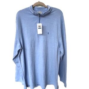 IZOD Saltwater Shirt Top Size XL Long Sleeve 1/4 Zip Pullover Pale Blue New NWT